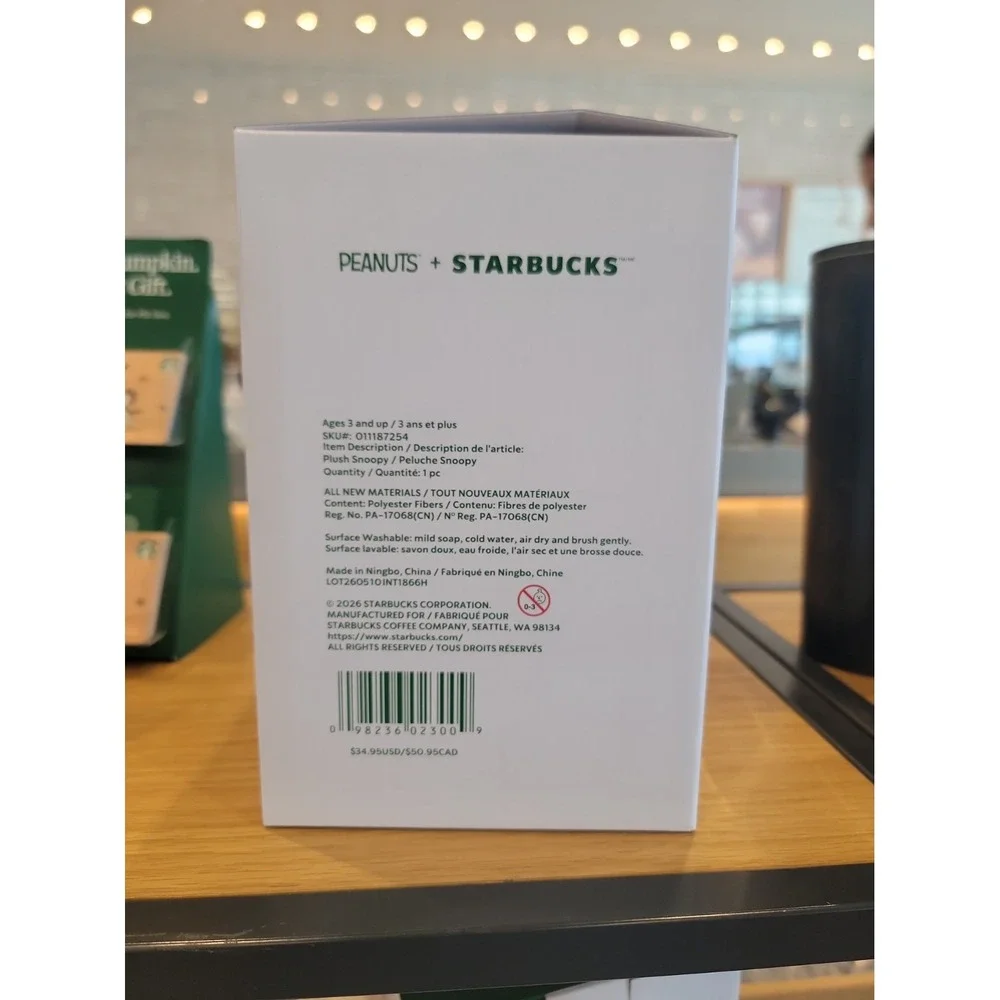 Starbucks x Peanuts Snoopy Plush 2026 Fall Green Scarf NEW in Box In Hand